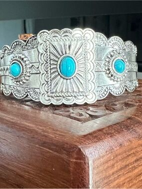 Silver Turquoise Statement Cuff Bracelet